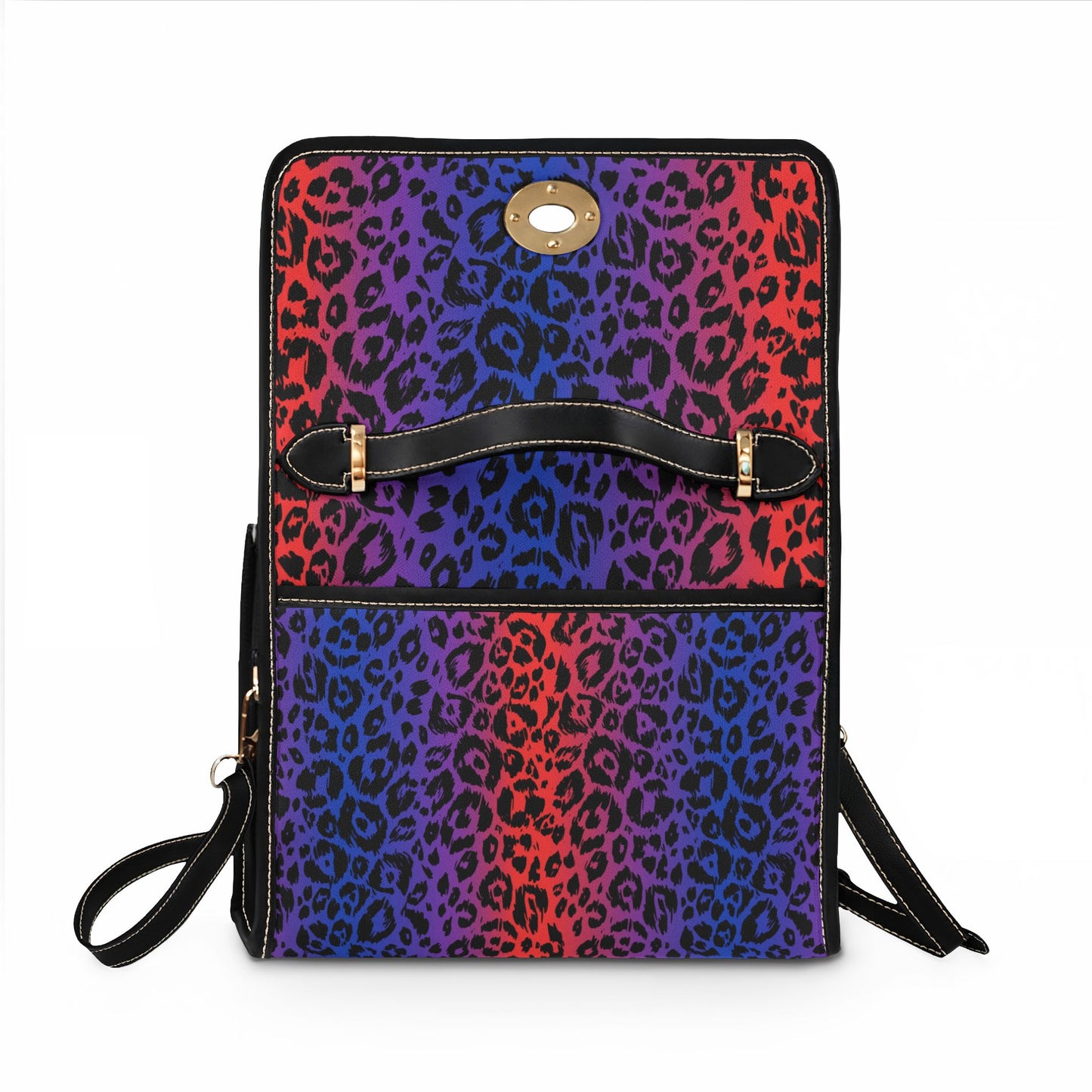 Leopard Gradient Canvas Satchel — Waterproof Colorful Animal Print Bag