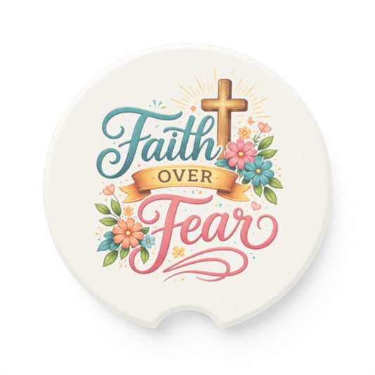 Faith over fear Soapstone Car Coaster