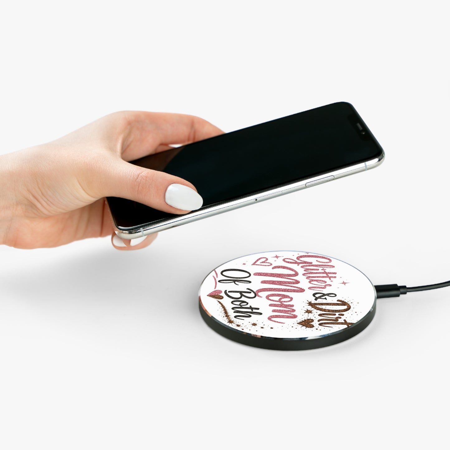 Glitter Dirt Mom of Both Wireless Charger | Funny Mom Phone Charger