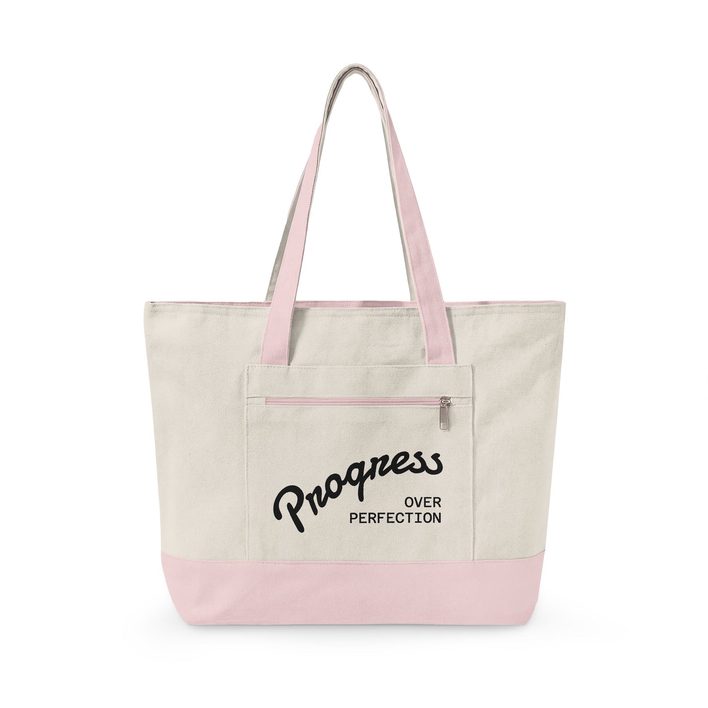 Progress Over Perfection Zippered Canvas Tote