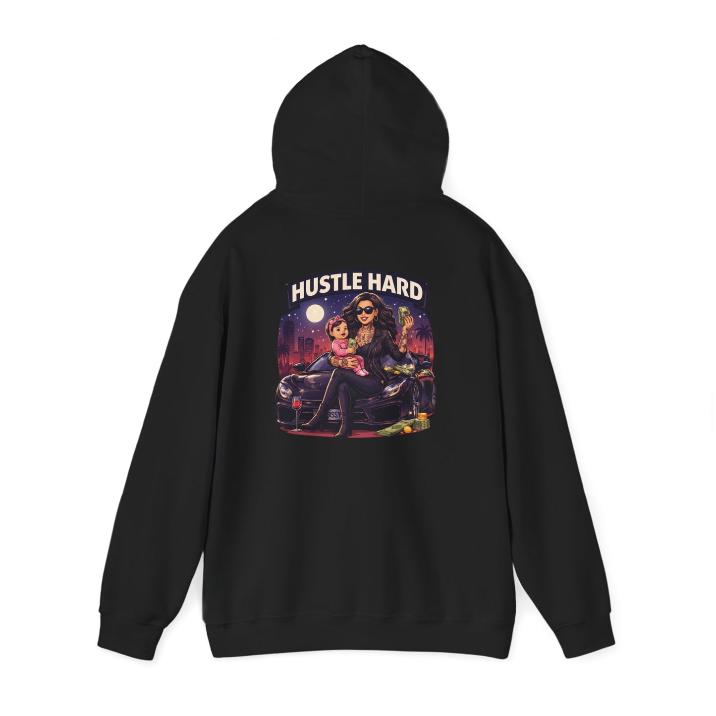 Hustle Hard Hoodie — Motivational Hooded Sweatshirt for Hustler moms