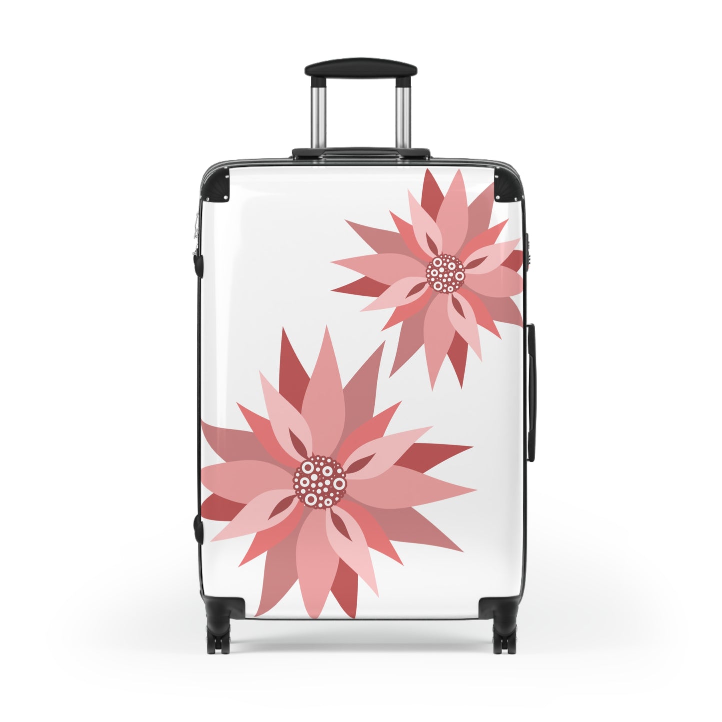 Pink Floral Carry-On Suitcase — Lightweight Rolling Luggage with Stylized Blossoms