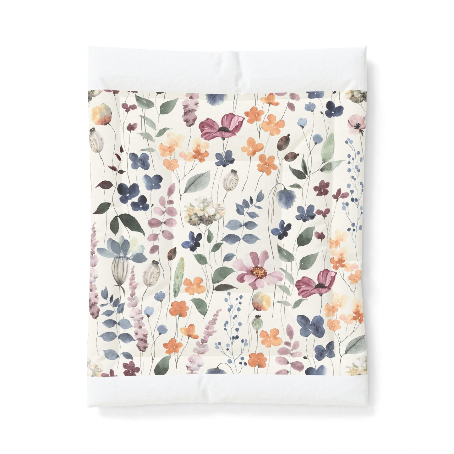Floral Watercolor Cotton Comforter - Pastel Wildflower Bedding