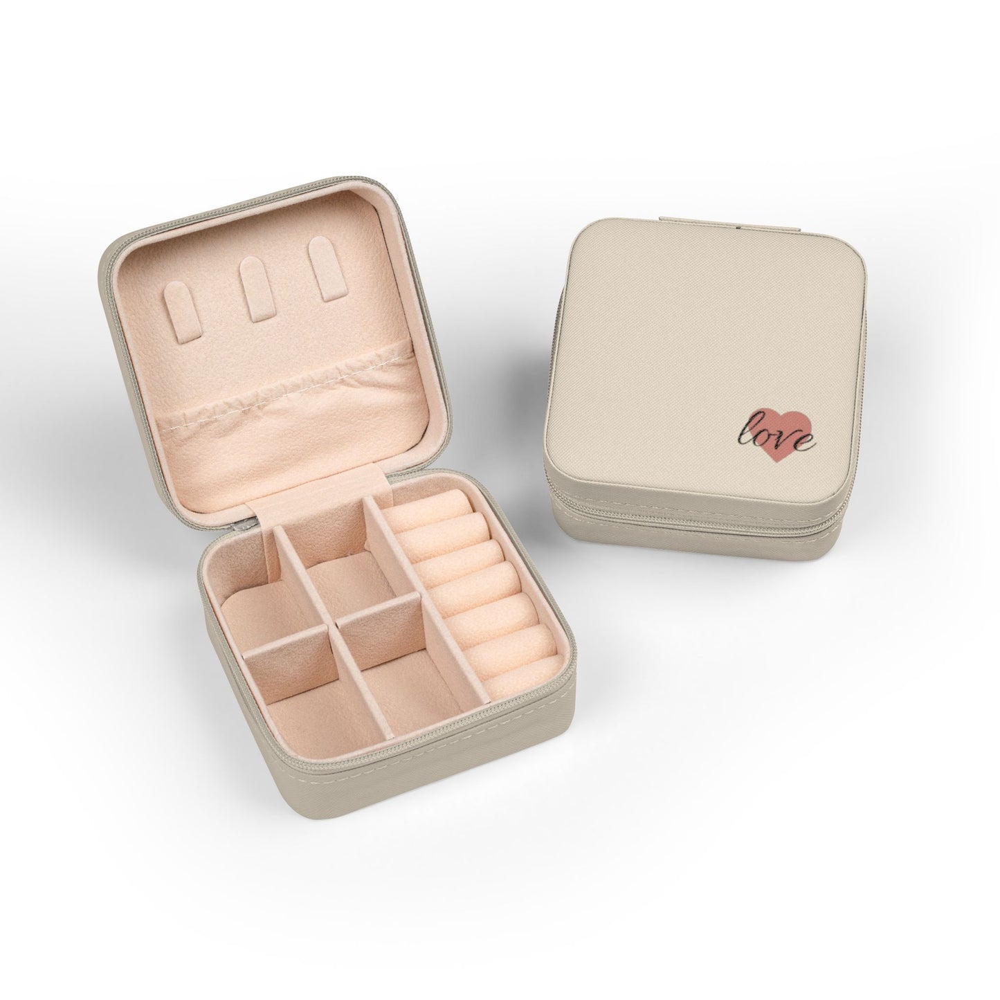 Love heart travel jewelry case | compact jewelry travel case, earring ring organizer