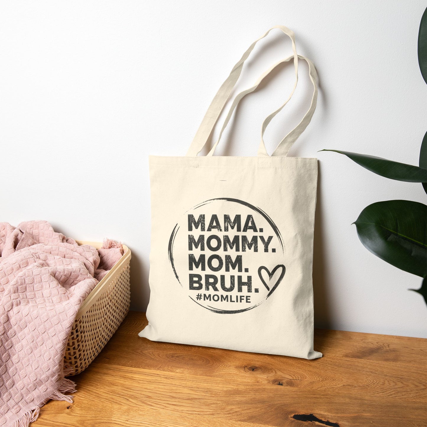 MAMA MOMMY MOM BRUH Tote Bag | Cotton Canvas Mom Slogan