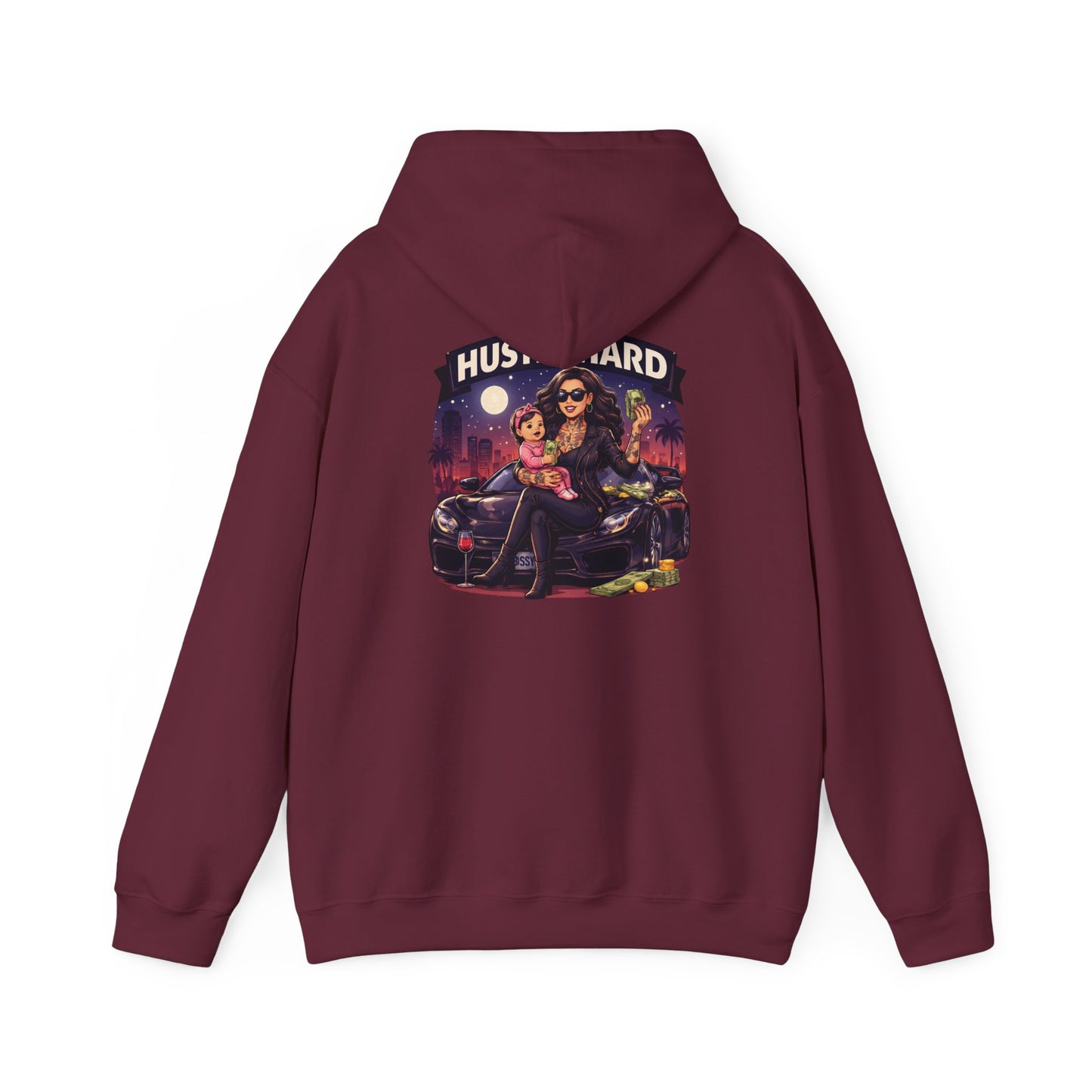 Hustle Hard Hoodie — Motivational Hooded Sweatshirt for Hustler moms