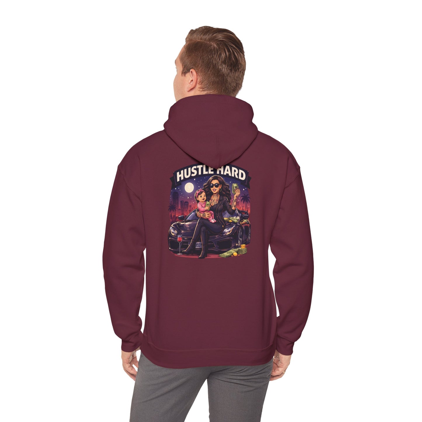 Hustle Hard Hoodie — Motivational Hooded Sweatshirt for Hustler moms