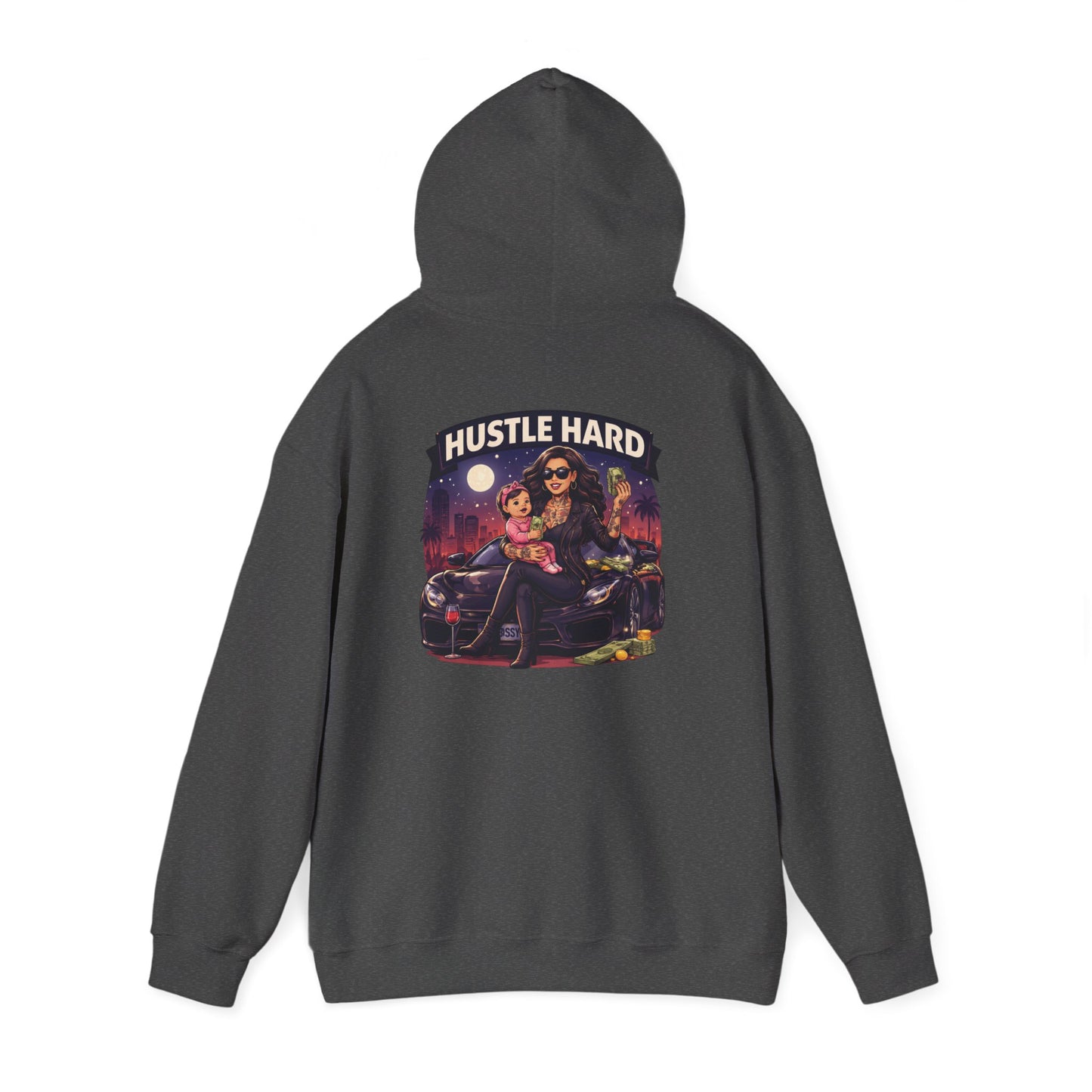 Hustle Hard Hoodie — Motivational Hooded Sweatshirt for Hustler moms