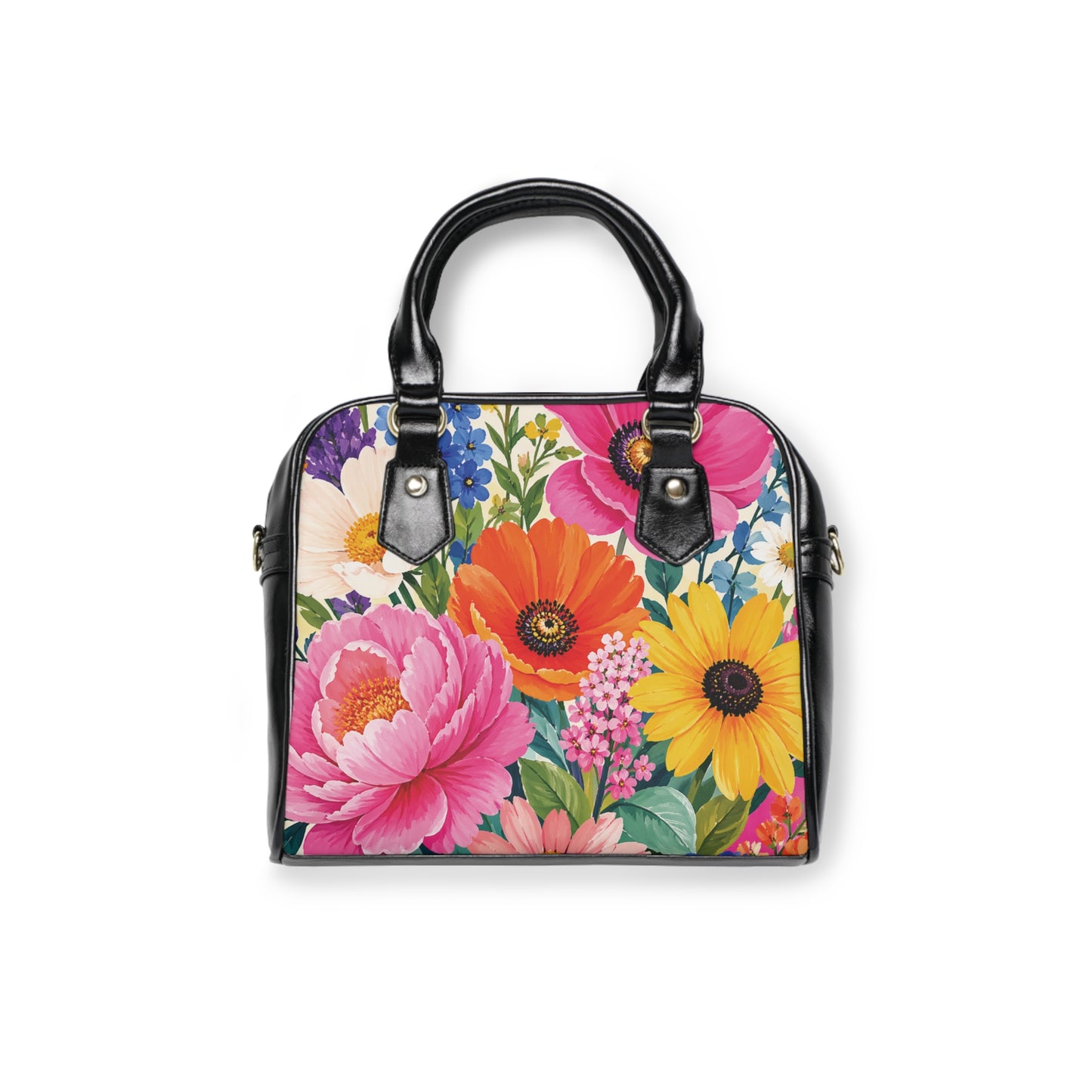 Floral Garden Shoulder Handbag – Bright Bloom Print Shoulder Bag