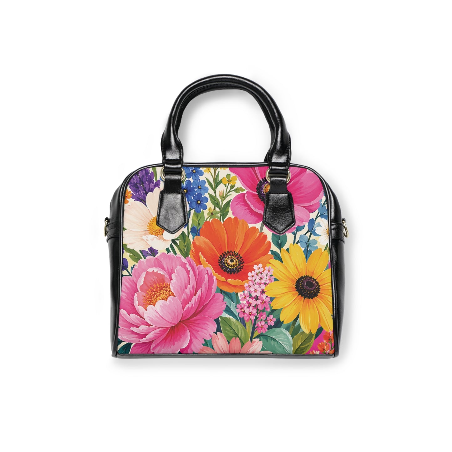 Floral Garden Shoulder Handbag – Bright Bloom Print Shoulder Bag