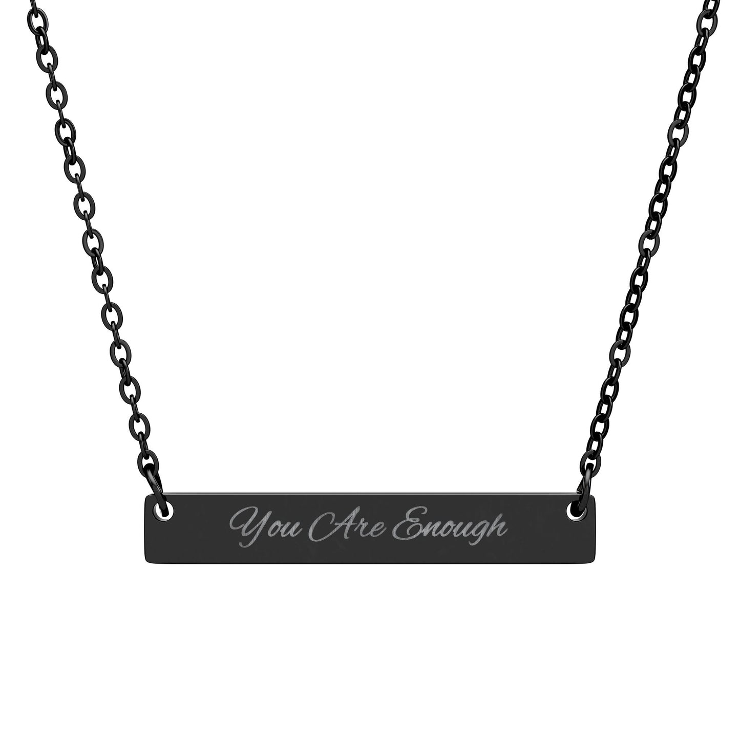 Engraved Script Bar Necklace horizontal bar necklace you are enough