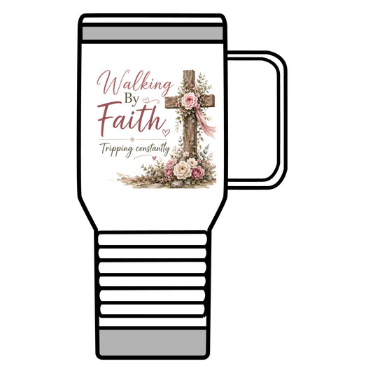 Walking by Faith 'Constantly Tripping' Travel Mug — 20oz Insulated Christian Coffee Tumbler