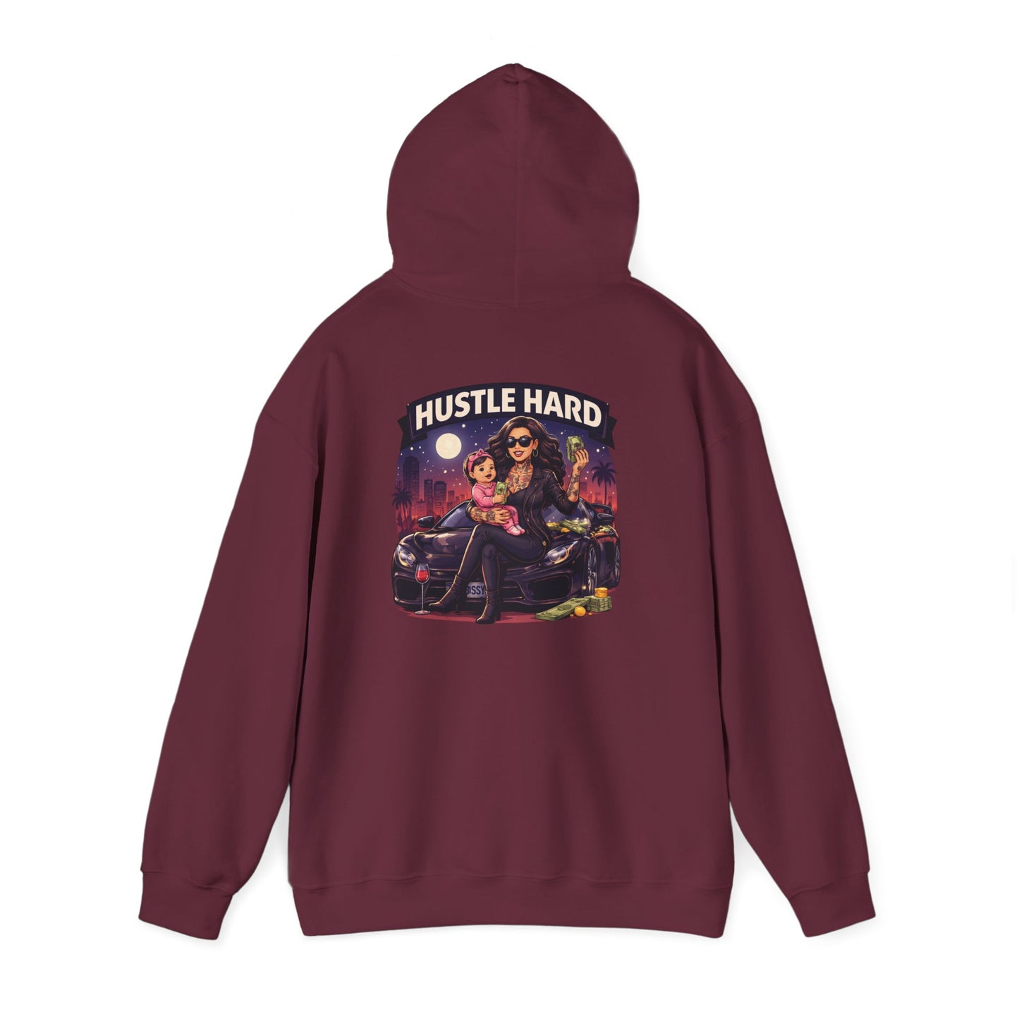 Hustle Hard Hoodie — Motivational Hooded Sweatshirt for Hustler moms