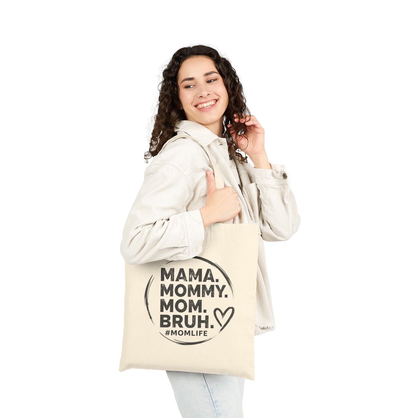 MAMA MOMMY MOM BRUH Tote Bag | Cotton Canvas Mom Slogan