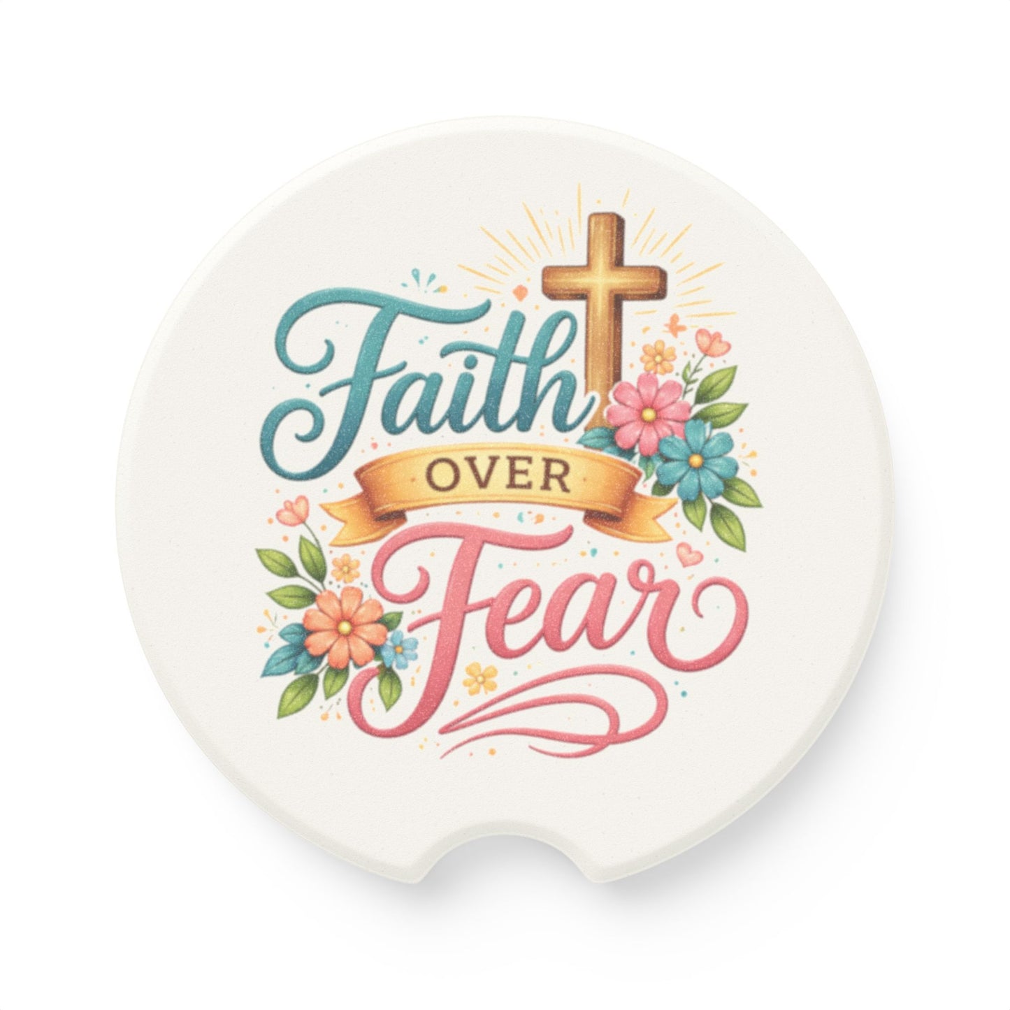 Faith over fear Soapstone Car Coaster