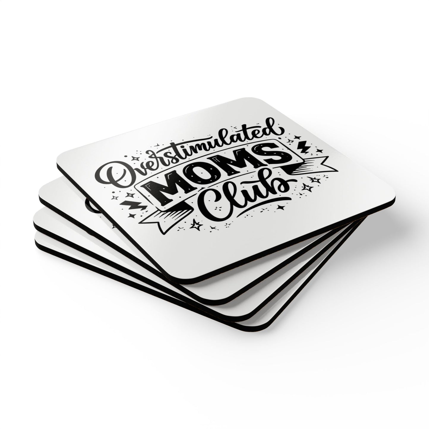 overstimulated moms club Corkwood Coaster Set