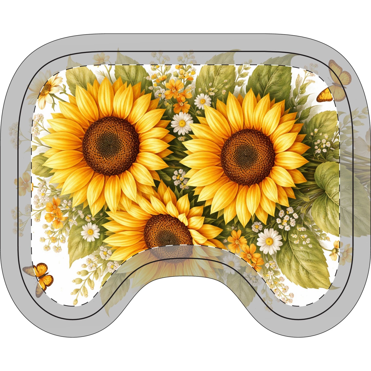 Sunflower Toilet Three-Piece Set — Floral Bathroom Rug & Lid Cover
