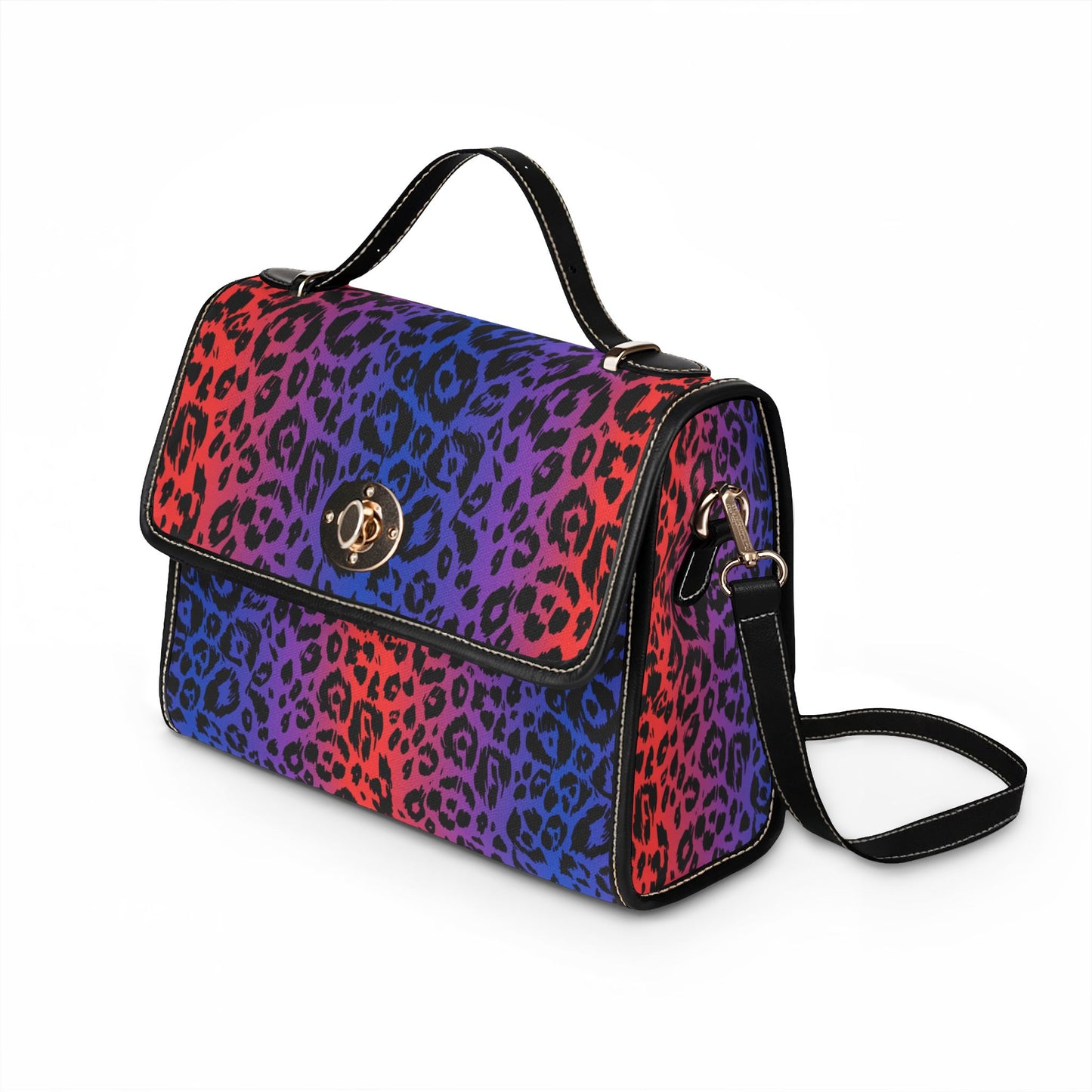 Leopard Gradient Canvas Satchel — Waterproof Colorful Animal Print Bag