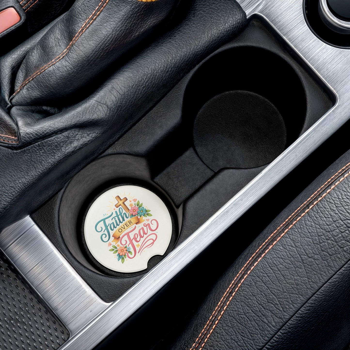 Faith over fear Soapstone Car Coaster