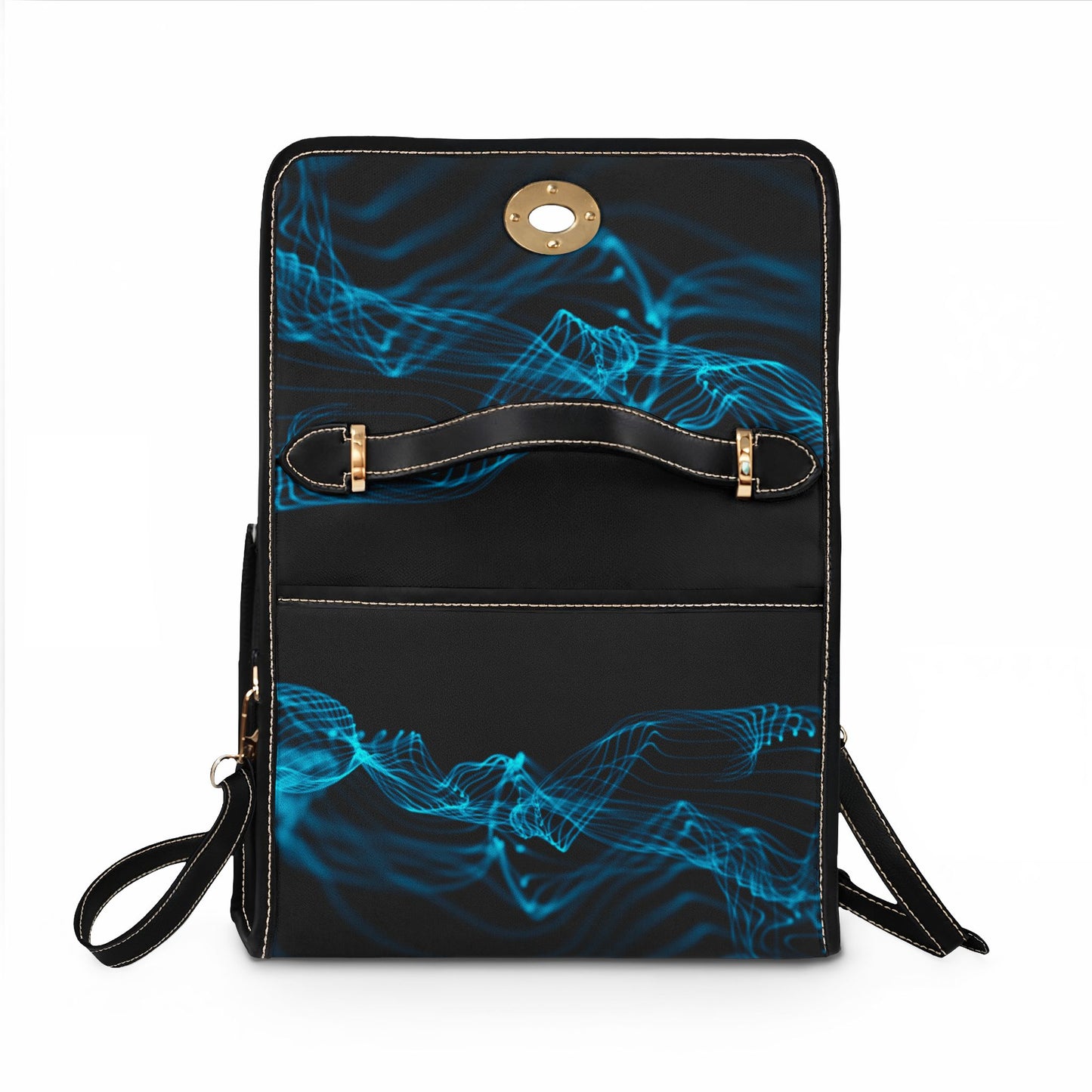 Blue Wave Waterproof Canvas Bag, Modern Abstract Travel Handbag