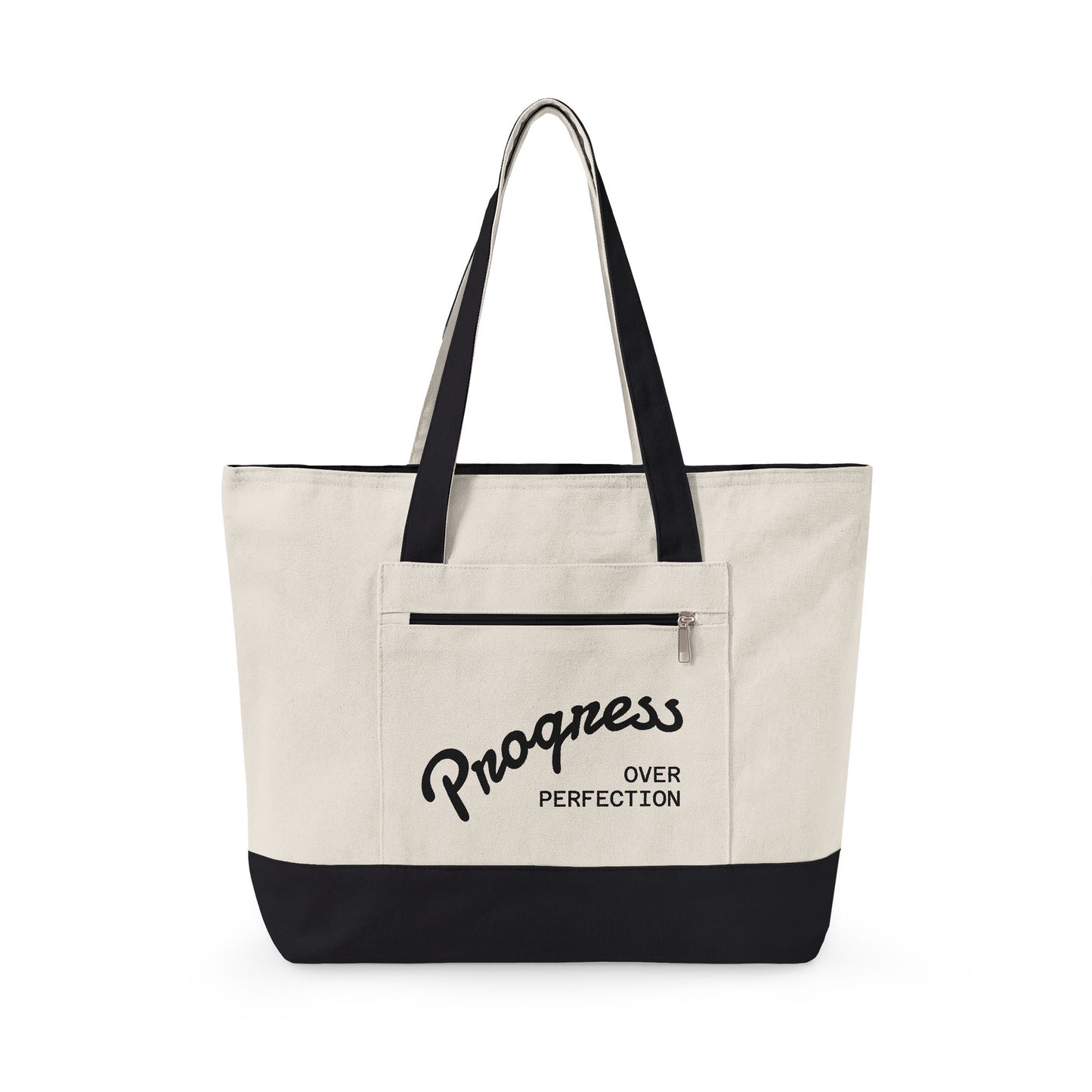 Progress Over Perfection Zippered Canvas Tote