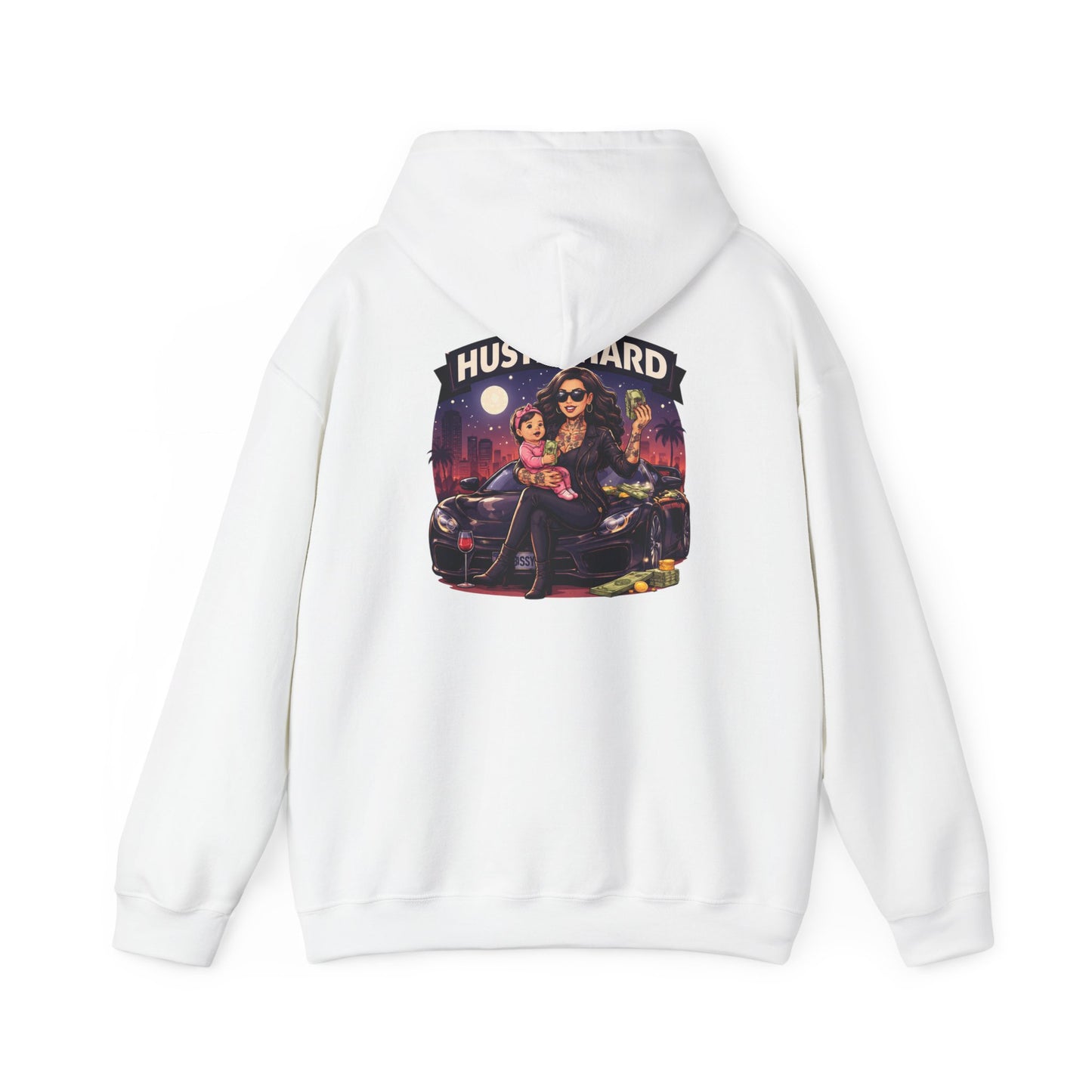Hustle Hard Hoodie — Motivational Hooded Sweatshirt for Hustler moms