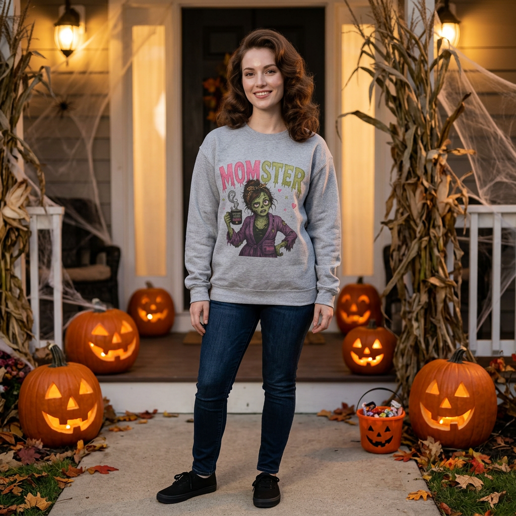 Momster Long Sleeve Tee — Funny Halloween Mom Shirt