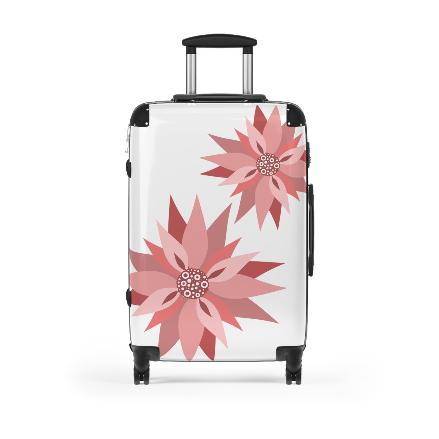 Pink Floral Carry-On Suitcase — Lightweight Rolling Luggage with Stylized Blossoms