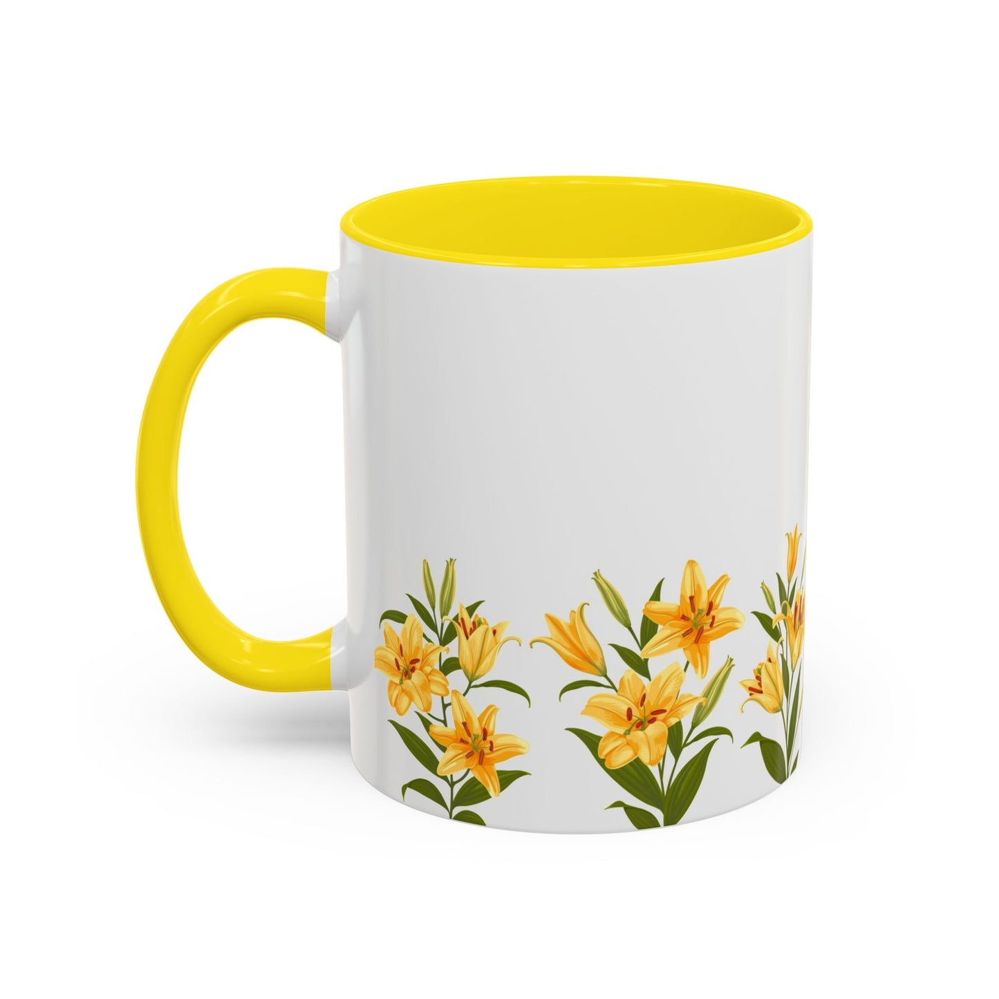 I Love You Mom Floral Accent Coffee Mug — Yellow Interior (11/15 oz)
