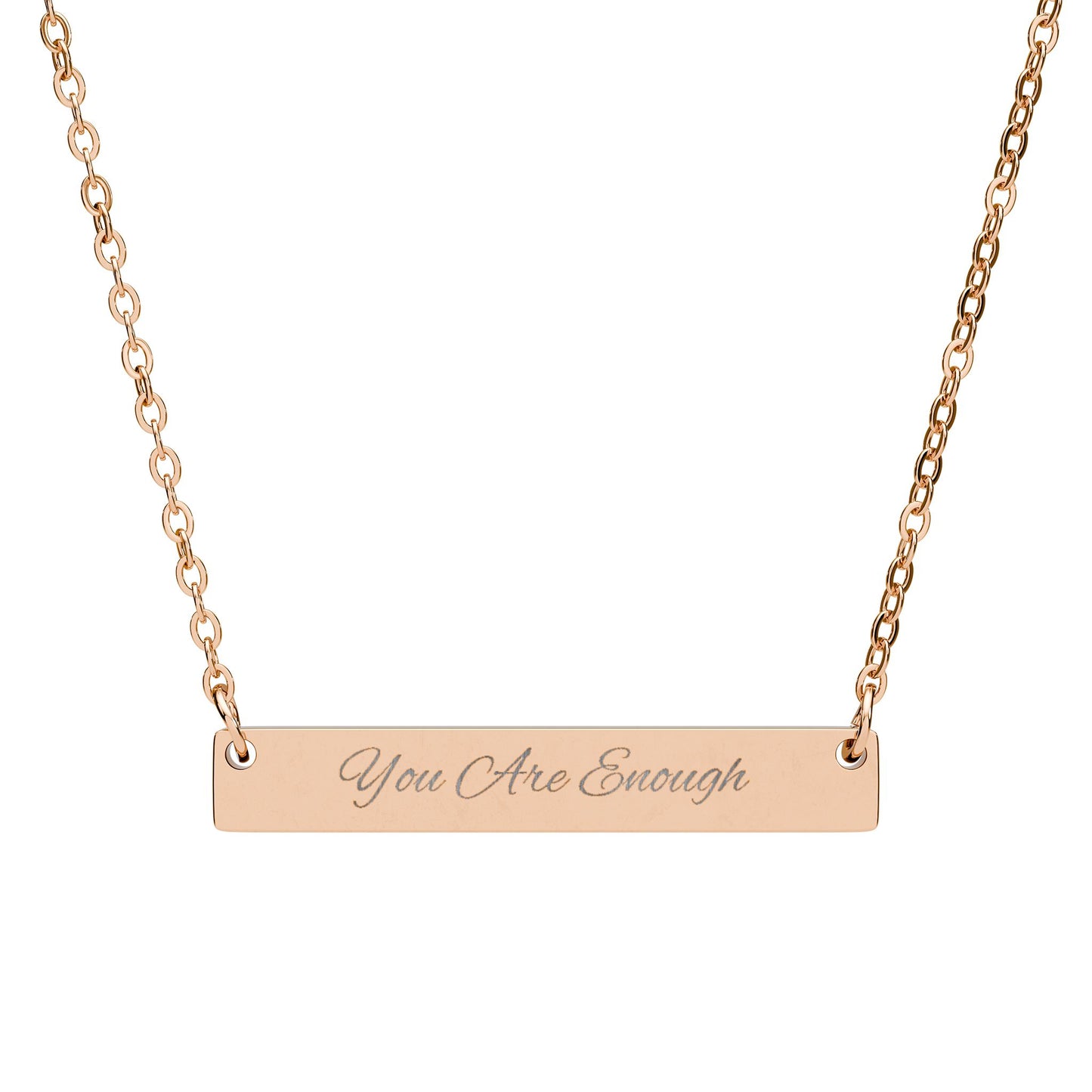 Engraved Script Bar Necklace horizontal bar necklace you are enough