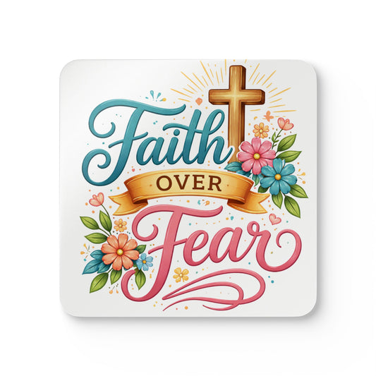 Faith over fear Corkwood Coaster Set