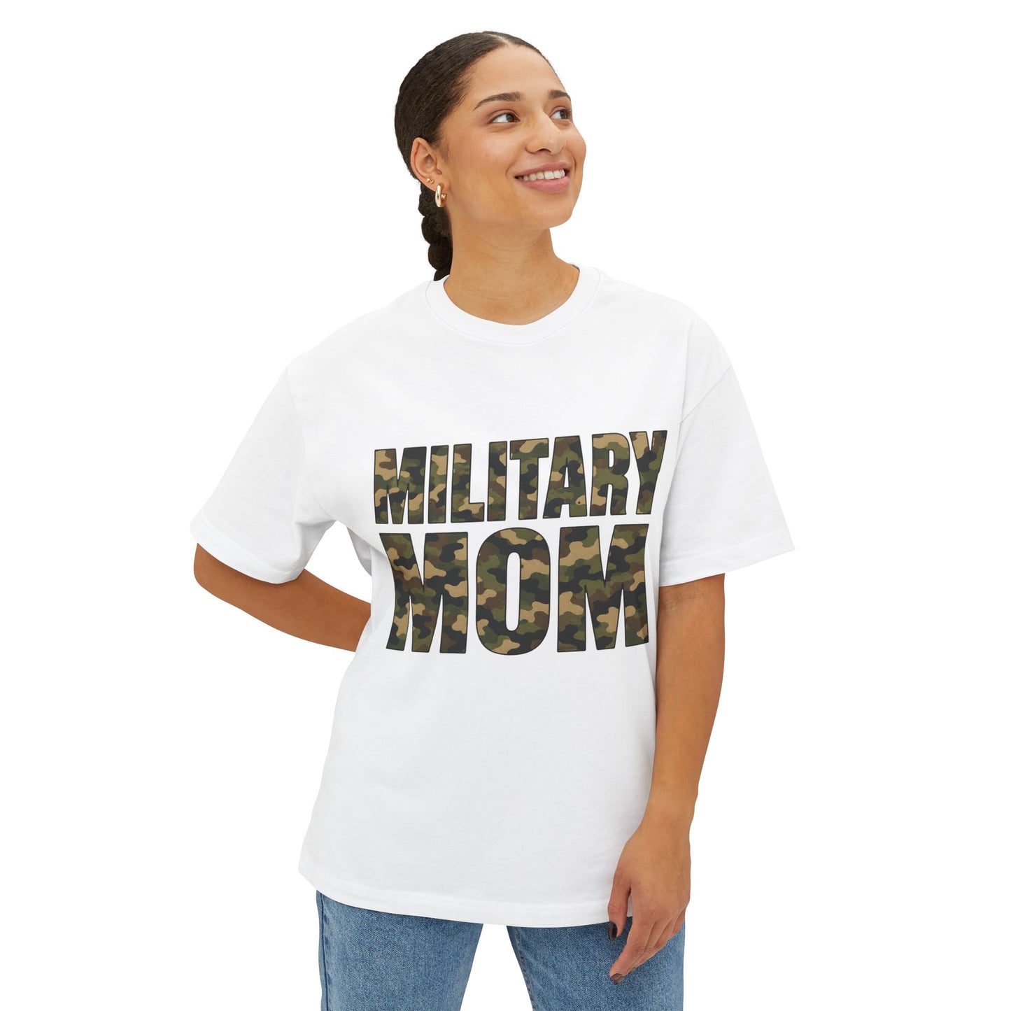 Military Mom T‑Shirt — Unisex Oversized Boxy Tee