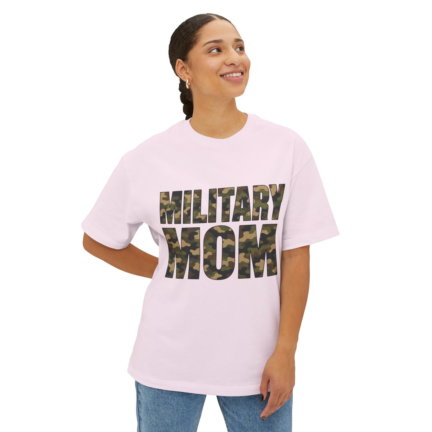 Military Mom T‑Shirt — Unisex Oversized Boxy Tee