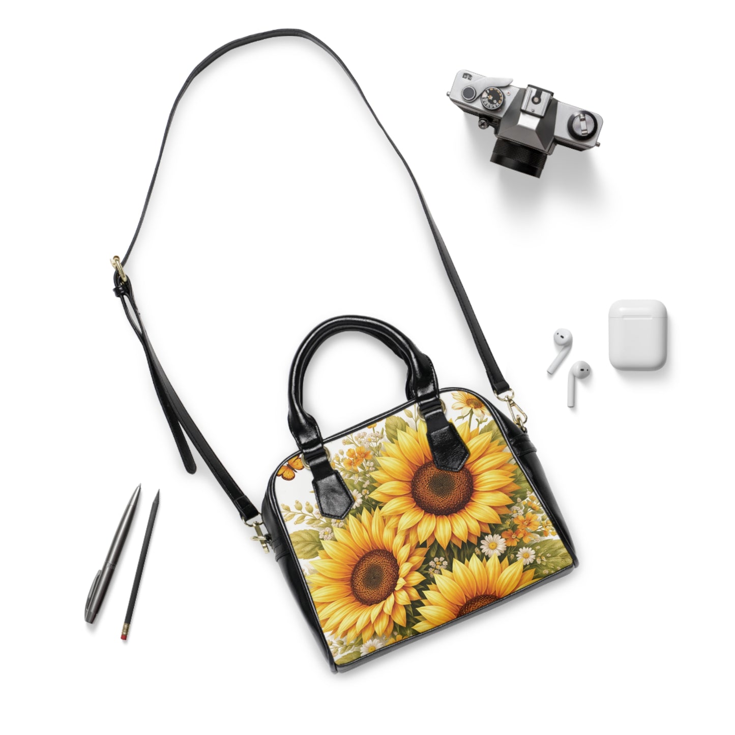 Sunflower Shoulder Handbag — Bright Floral Tote Purse for Spring & Summer