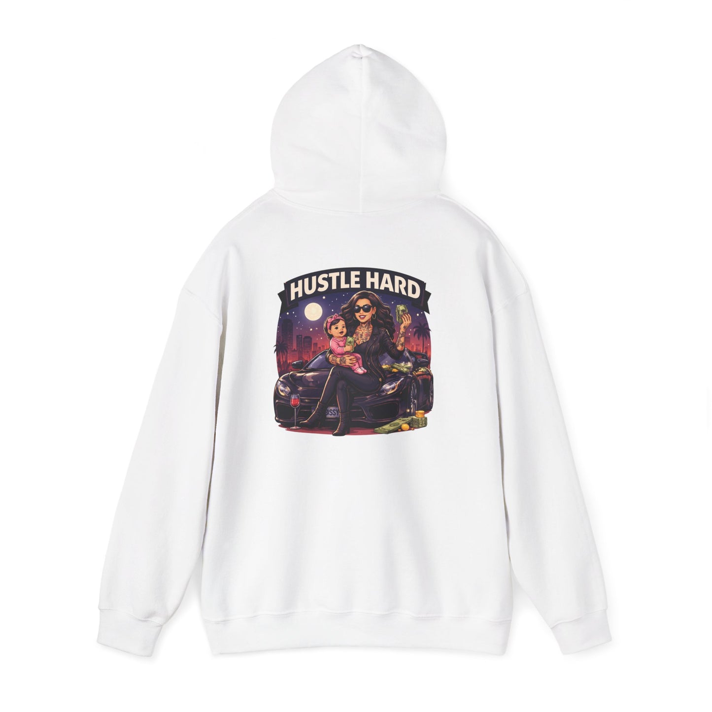 Hustle Hard Hoodie — Motivational Hooded Sweatshirt for Hustler moms