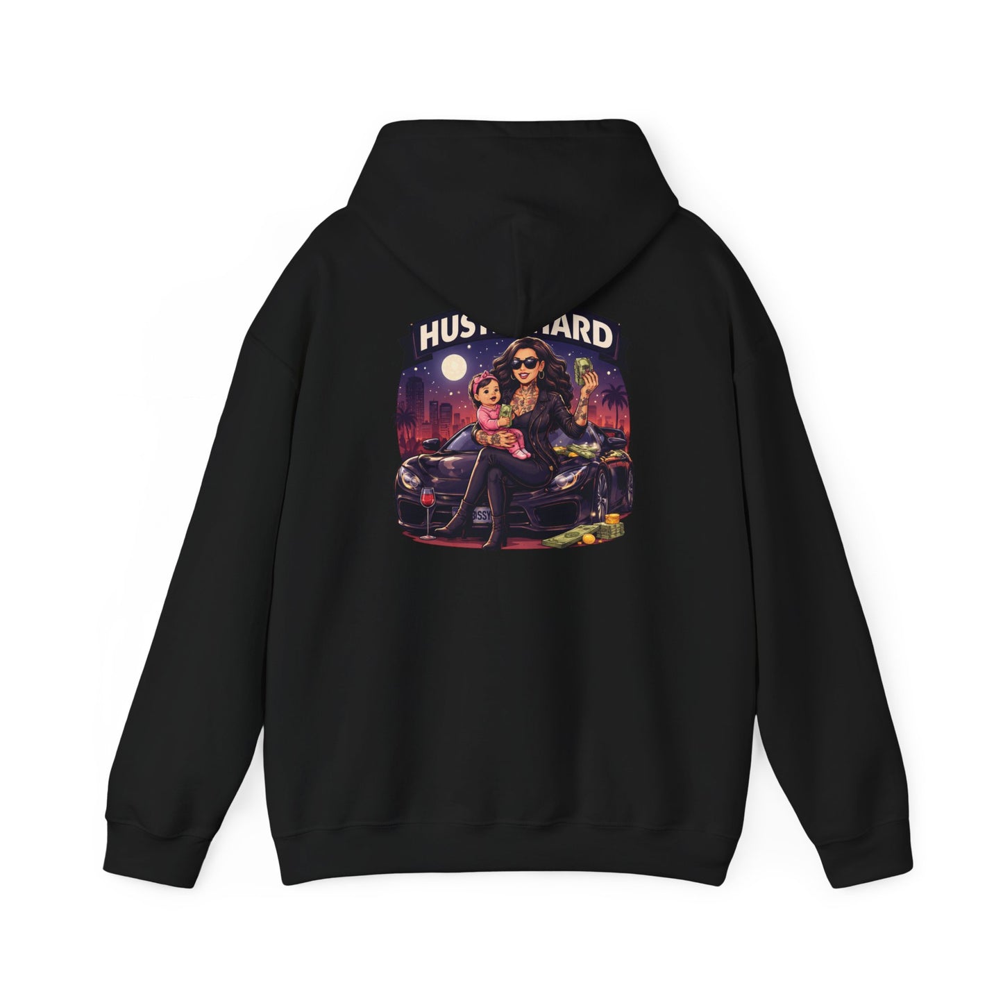 Hustle Hard Hoodie — Motivational Hooded Sweatshirt for Hustler moms