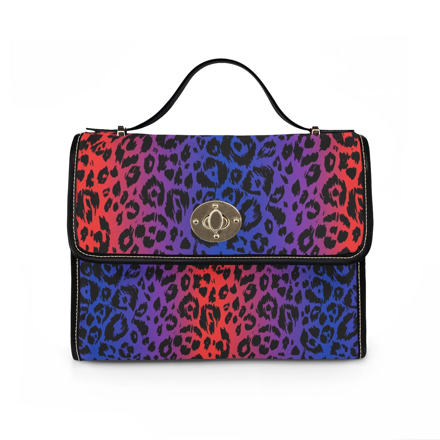 Leopard Gradient Canvas Satchel — Waterproof Colorful Animal Print Bag