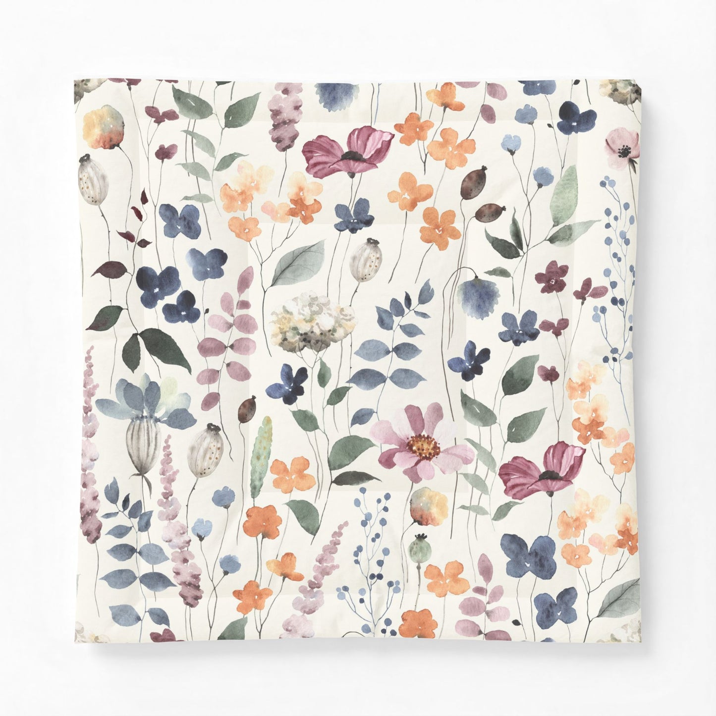 Floral Watercolor Cotton Comforter - Pastel Wildflower Bedding