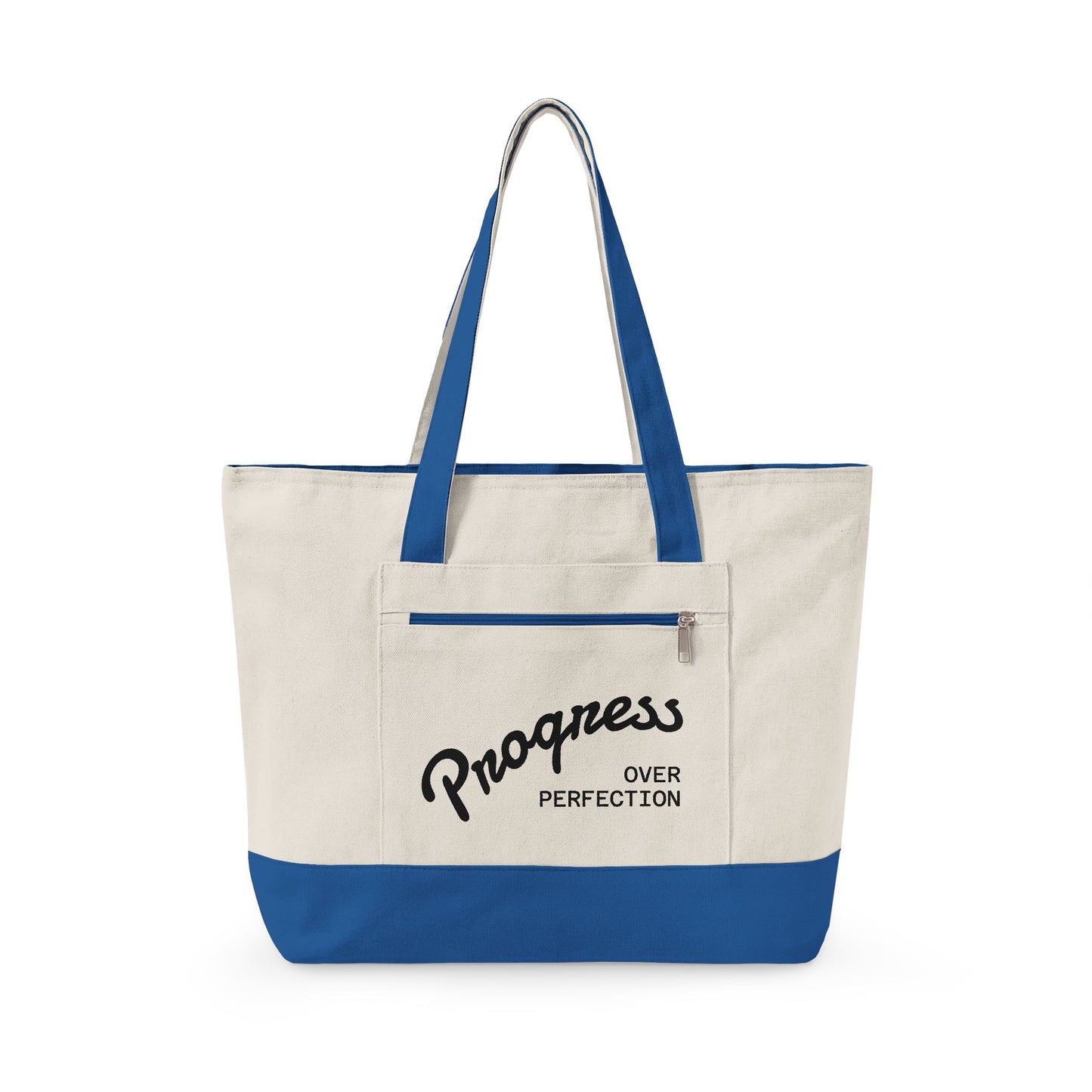 Progress Over Perfection Zippered Canvas Tote