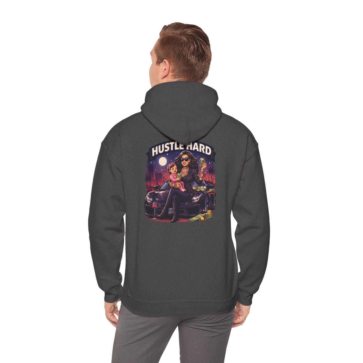 Hustle Hard Hoodie — Motivational Hooded Sweatshirt for Hustler moms