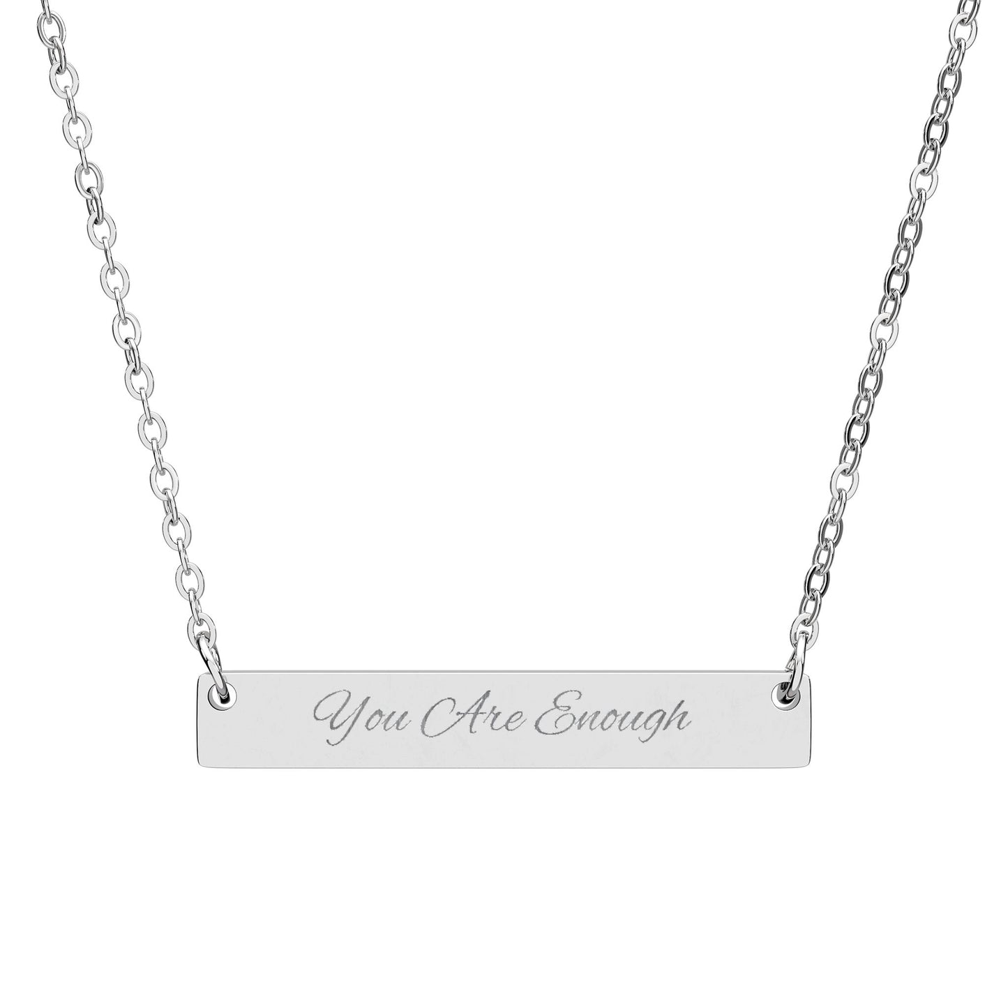Engraved Script Bar Necklace horizontal bar necklace you are enough