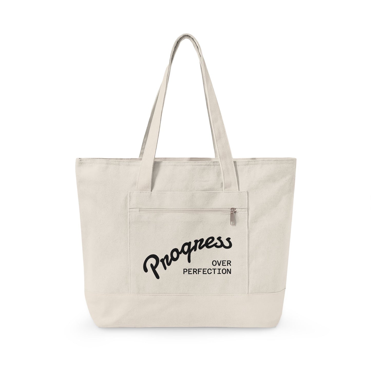 Progress Over Perfection Zippered Canvas Tote
