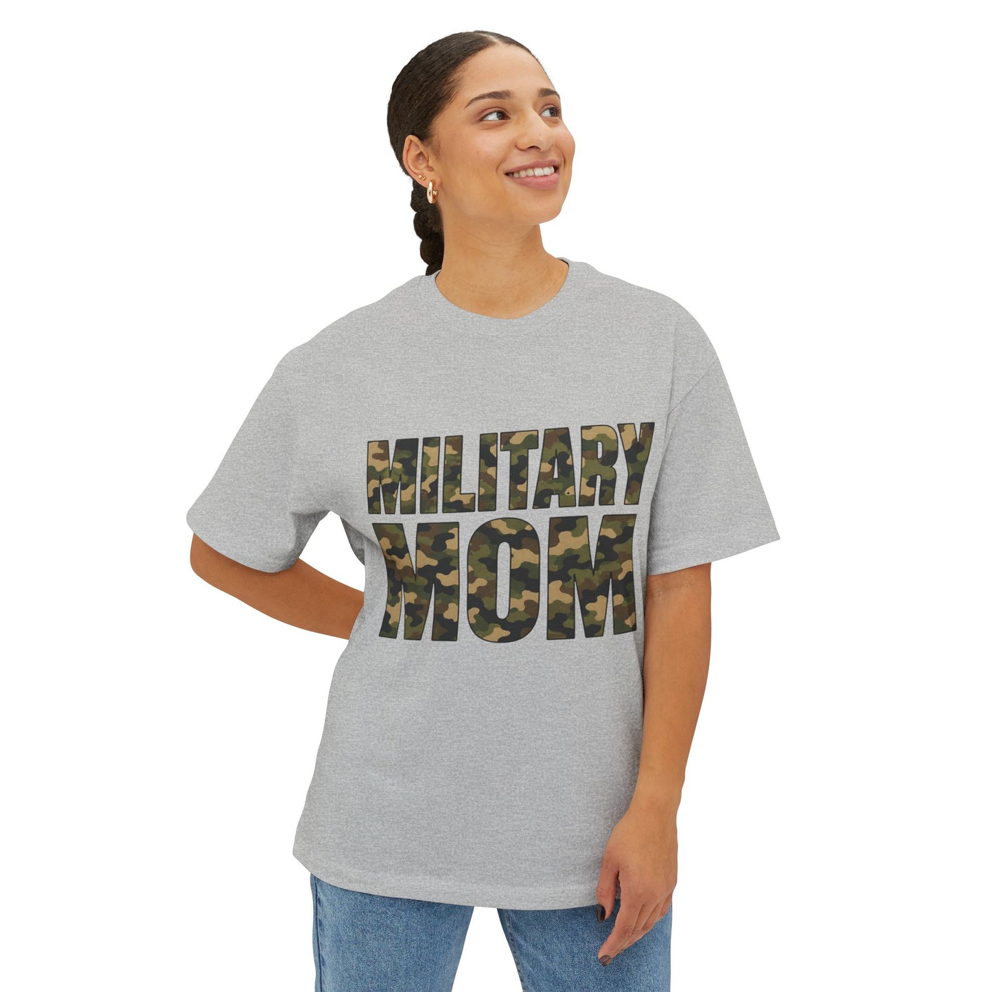 Military Mom T‑Shirt — Unisex Oversized Boxy Tee