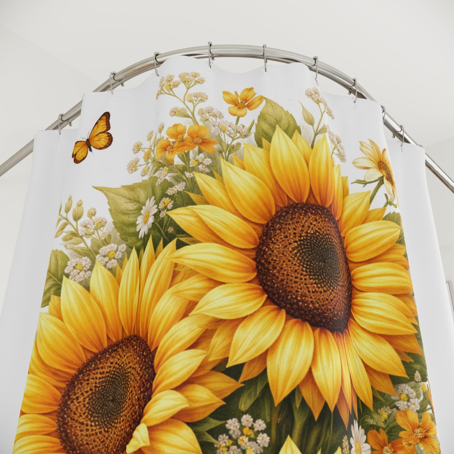 Sunflower Shower Curtain | Floral Bathroom Decor, Yellow Sunflowers