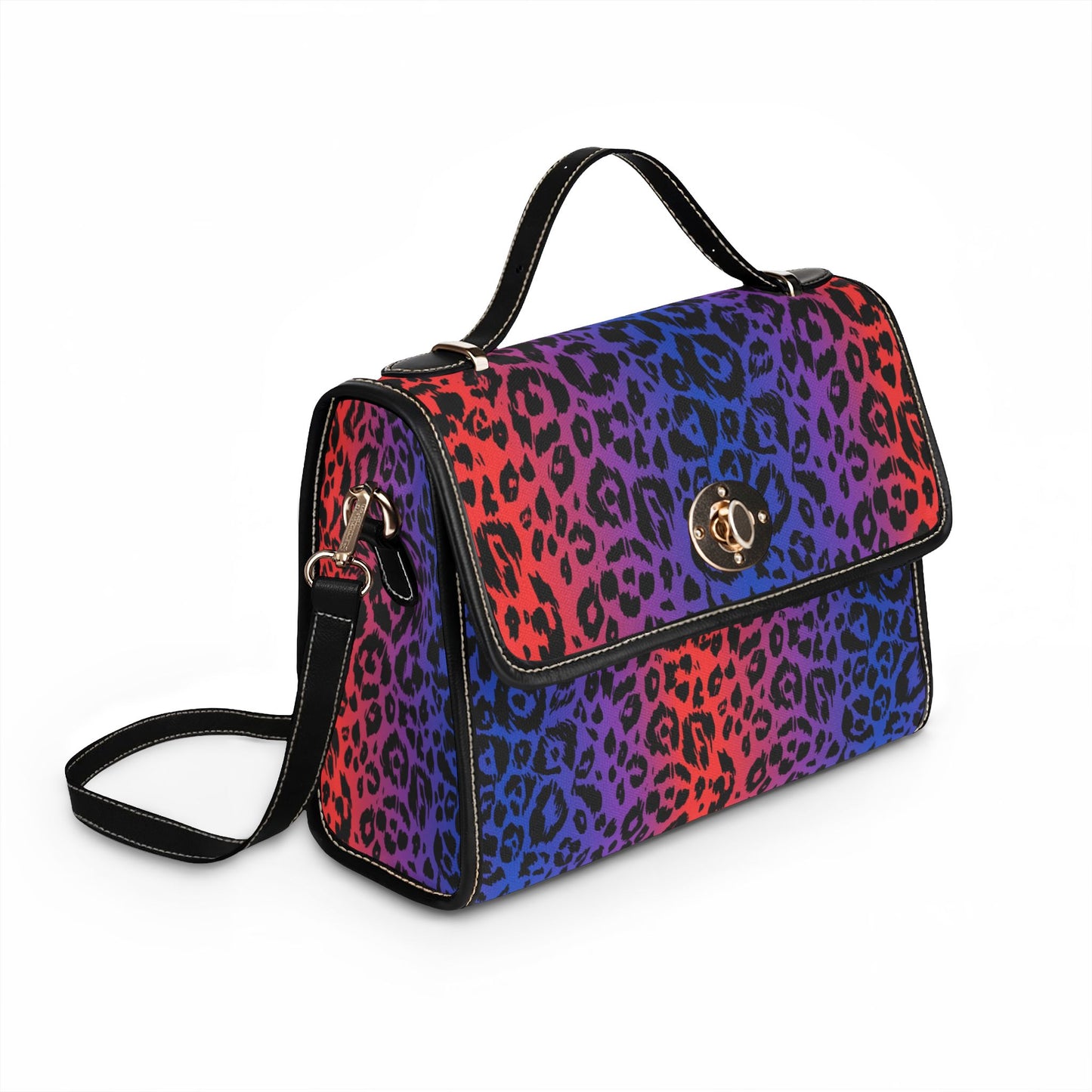 Leopard Gradient Canvas Satchel — Waterproof Colorful Animal Print Bag