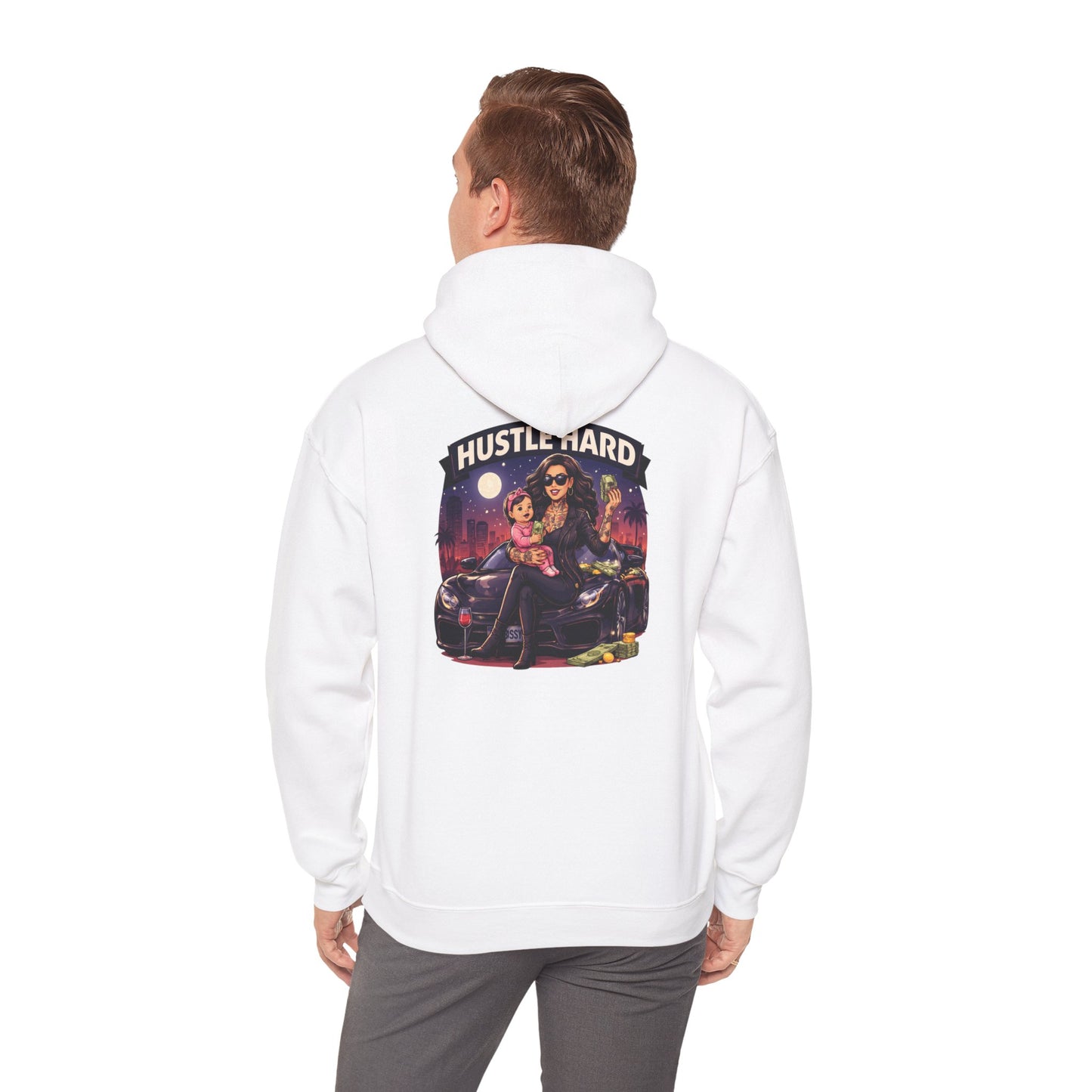 Hustle Hard Hoodie — Motivational Hooded Sweatshirt for Hustler moms