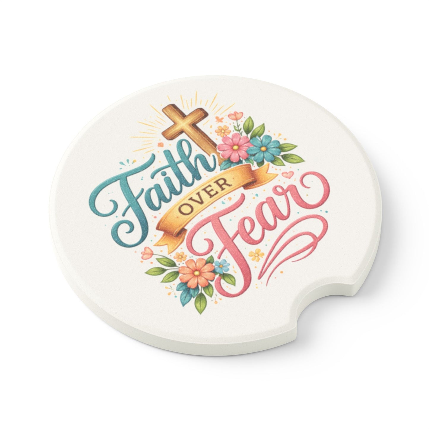 Faith over fear Soapstone Car Coaster