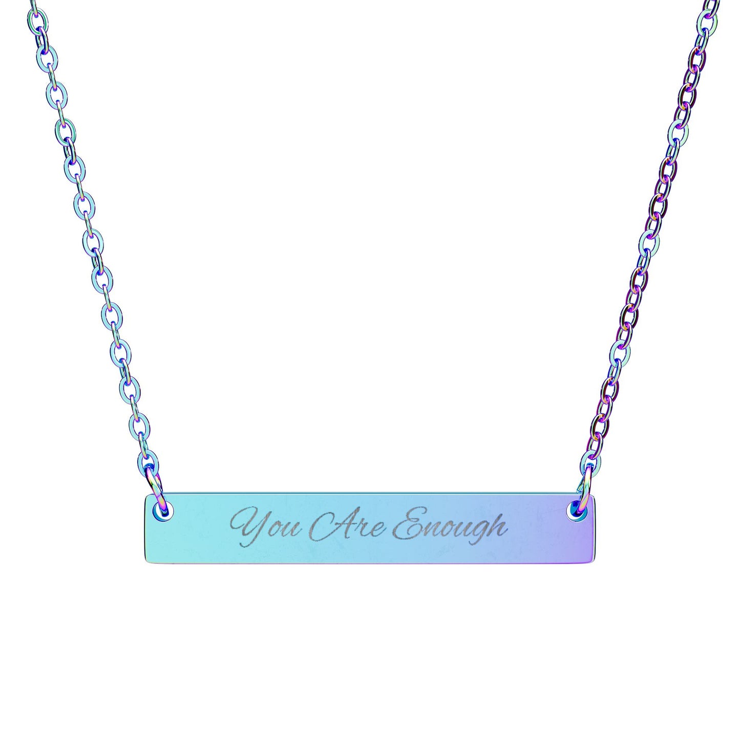 Engraved Script Bar Necklace horizontal bar necklace you are enough