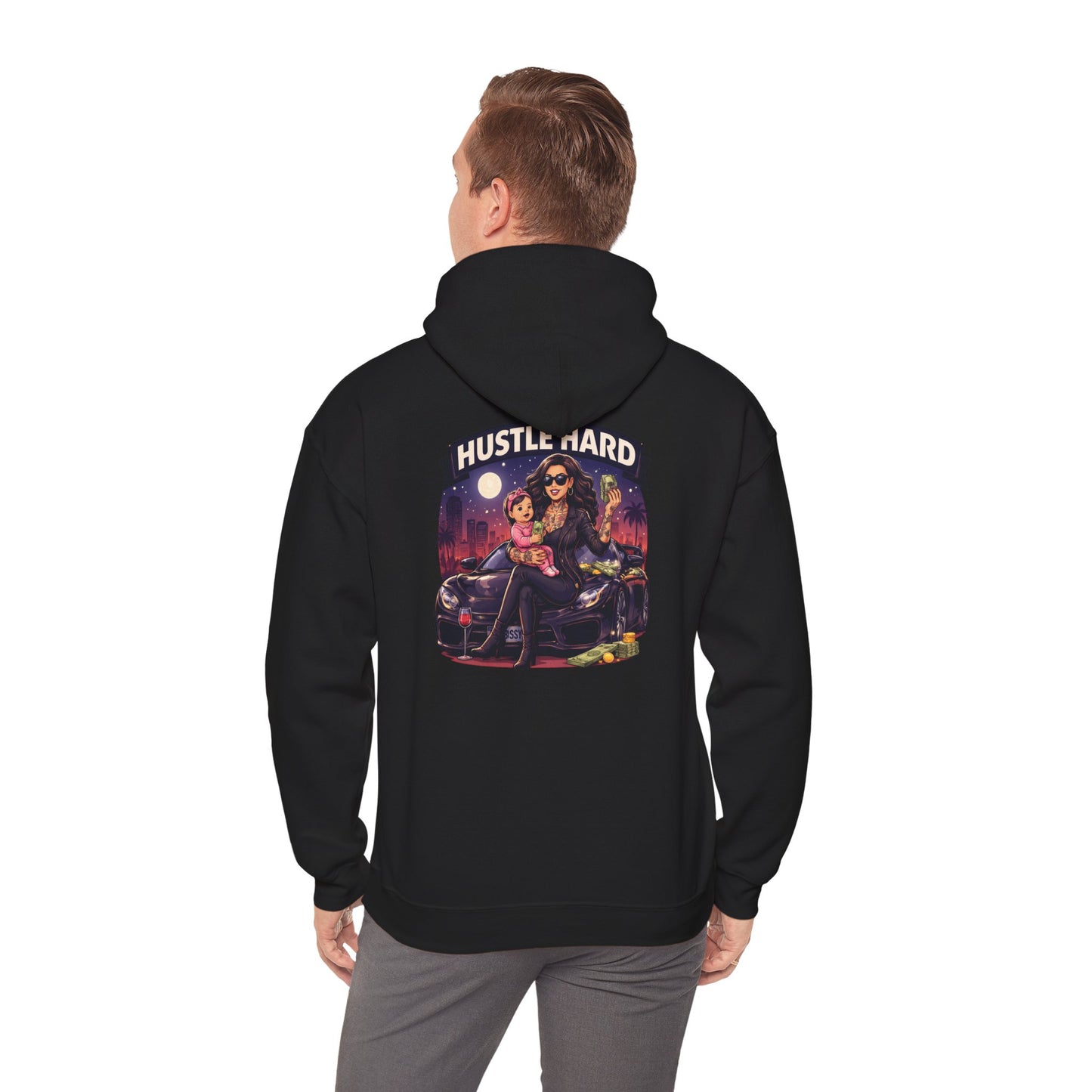 Hustle Hard Hoodie — Motivational Hooded Sweatshirt for Hustler moms